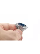 Стерлинговое серебро 925 пробы Сапфир Кольцо Винтаж украшения vrc090s